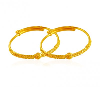 22K Gold Designer Baby Kada  ( Baby Bangles )