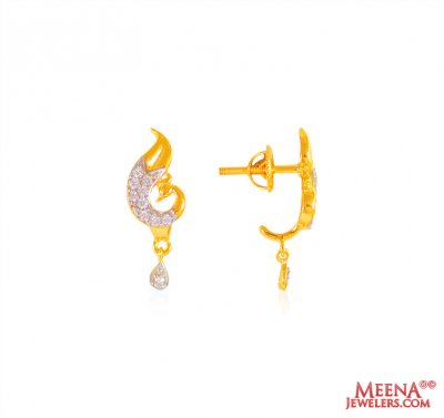 22K Yellow Gold Fancy Earrings   ( 22Kt Gold Fancy Earrings )