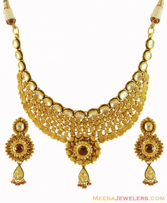 22K Gold Antique Set - StAn16619 - 22K Gold Antique necklace and ...