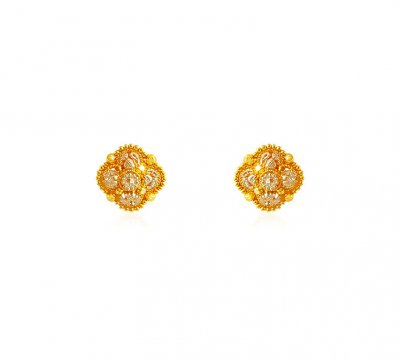 22K 2 Tone Earrings with Filigree ( 22 Kt Gold Tops )