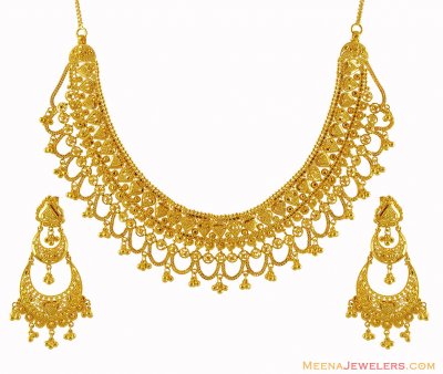 Extravagant Gold Necklace Set 22k  ( 22 Kt Gold Sets )