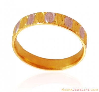 22kt Gold Two Tone Band - RiWb16784 - 22K Gold Band designed in Two ...