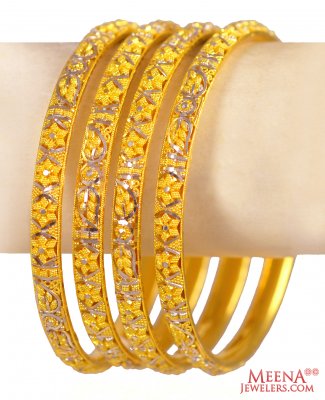 22Kt Gold Two Tone Bangles (4 Pc) ( Two Tone Bangles )