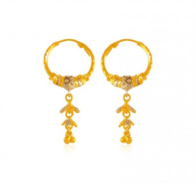 22karat Gold TwoTone Hoop Earring ( Hoop Earrings )