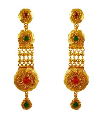 22KT Gold Filigree Earrings ( Long Earrings )