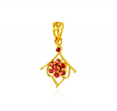 22K Gold Ruby Pendant ( Fancy Pendants )