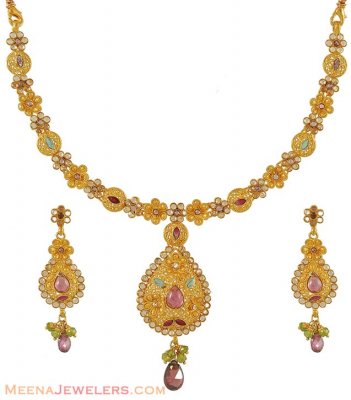 Antique Gold Necklace Set ( Antique Necklace Sets )