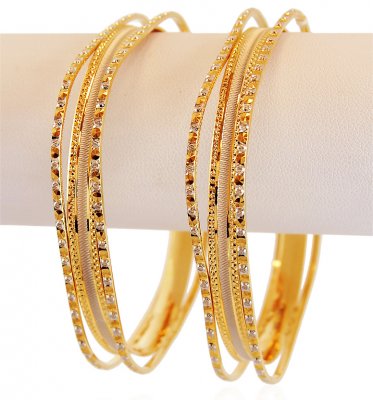 22k Fancy Square Bangles  ( Two Tone Bangles )