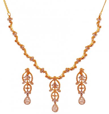 22K Two Tone Necklace set ( Gold Designer Sets )