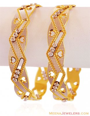 Indian Fancy Bangle 22K (2PC) ( Two Tone Bangles )