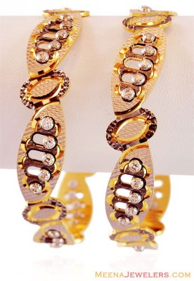 22K Designer Dancing Stones Bangle ( Two Tone Bangles )