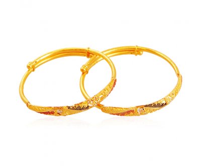 22K Tricolor Baby Bangles (Pair) ( Baby Bangles )