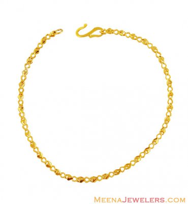 22Kt Fancy Gold Heart Anklet (1 pc) ( Gold Anklets )