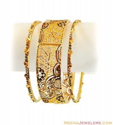 21K Gold Antique Finished Bangles ( Antique Bangles )