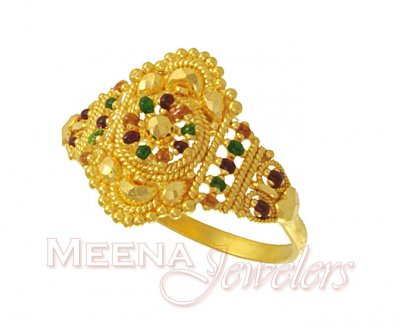 22Kt Gold Enamel Paint Ring ( Ladies Gold Ring )