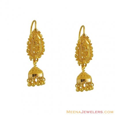 22Kt Gold Chandelier Earrings ( 22Kt Gold Fancy Earrings )