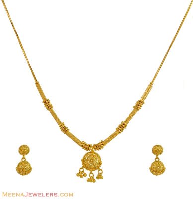 22K Yellow Gold Necklace Set ( Light Sets )