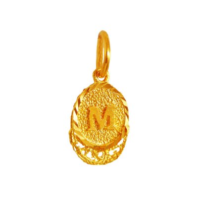 22 KT Gold Pendant with Intial M ( Initial Pendants )