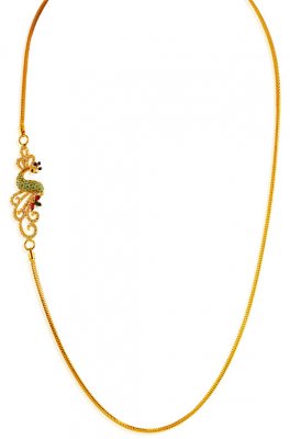 22K Gold Side Pendant Peacock Chain ( 22Kt Gold Fancy Chains )