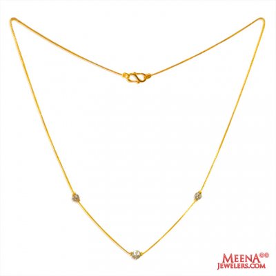 22K Gold Two Tone Delicate Chain  ( 22Kt Gold Fancy Chains )