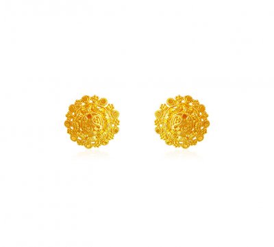 22K Filigree Gold Earrings  ( 22 Kt Gold Tops )