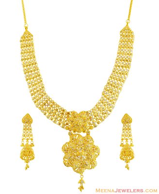 22Kt Designer 2 Tone Necklace Set ( 22 Kt Gold Sets )