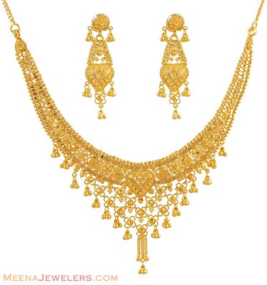 Gold Necklace, Earrings Set ( 22 Kt Gold Sets )