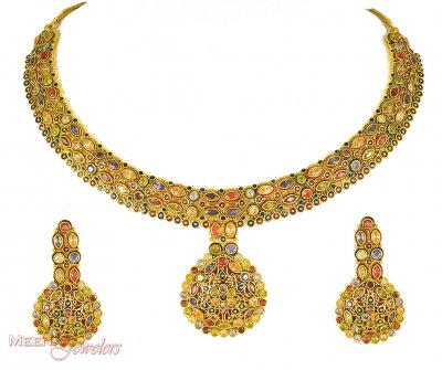 22Kt Gold Antique Necklace Set ( Antique Necklace Sets )