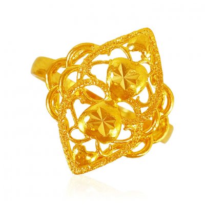 22Kt Gold Light Filigree Ring  ( Ladies Gold Ring )