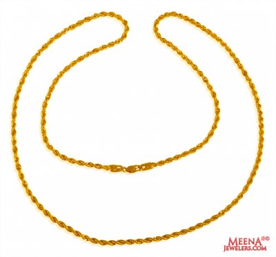 22 Kt Hollow Rope Chain (20 Inches) ( Plain Gold Chains )