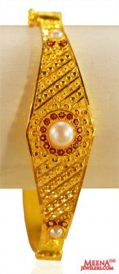 22 Kt Gold Pearl Kada ( Precious Stone Bangles )