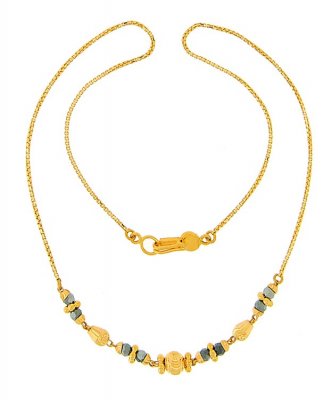 Gold Necklace with Crystals ( 22Kt Gold Fancy Chains )