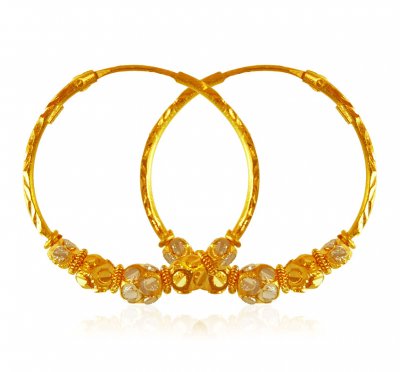 22k Gold Two Tone Hoops ( Hoop Earrings )