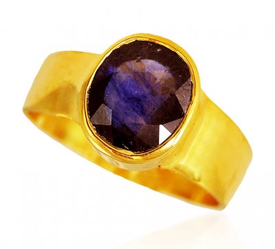 22kt Gold Blue Sappire Ring ( Ladies Rings with Precious Stones )