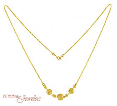 22kt Gold Chain with CZ ( Necklace with Stones )