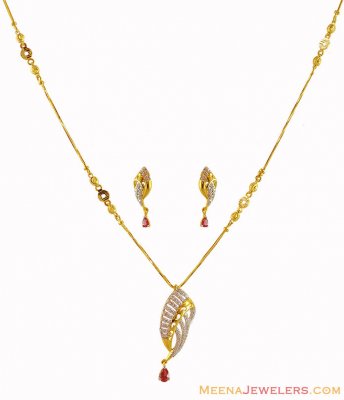 22K Gold Colored CZ Necklace Set ( Light Sets )