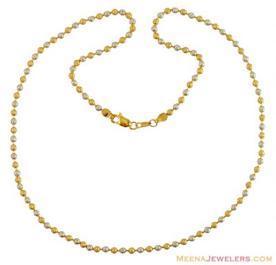 2 Tone Fancy Gold Balls Chain 22k  ( 22Kt Gold Fancy Chains )