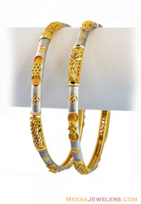 22K Two Tone Bangles(2 Pcs) ( Gold Bangles )