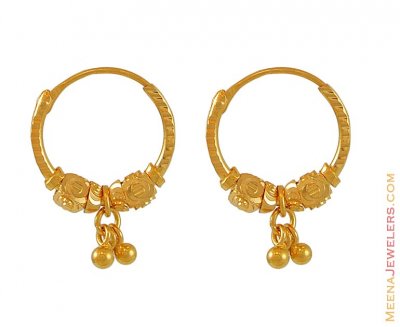 22K Gold Fancy Hoop Earrings ( Hoop Earrings )