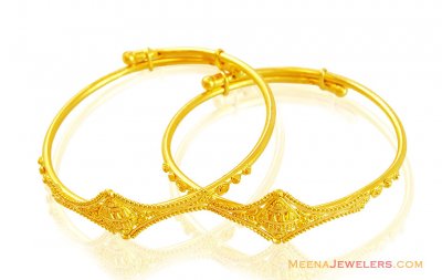 Designer 22k Gold Baby Kadas (Pair) ( Baby Bangles )