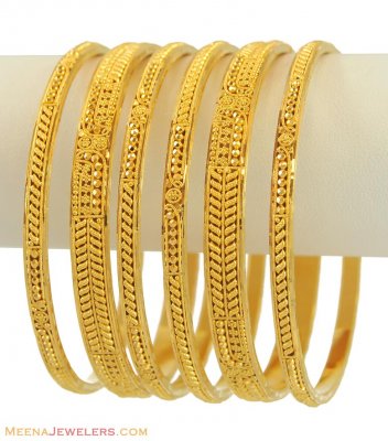 22k Fancy Gold Bangles Set(6 pcs) ( Set of Bangles )