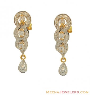 Gold CZ Earrings (22Kt Gold) ( Signity Earrings )