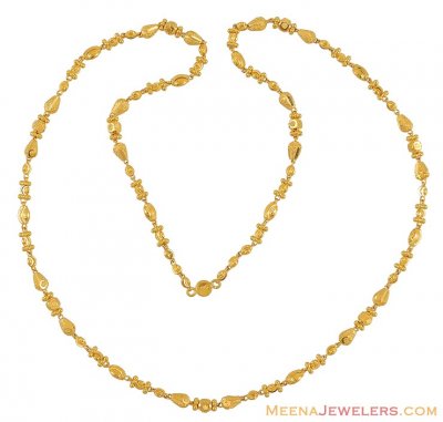 Gold Beads Ladies Chain (22k) - ChLo8420 - 22k gold ladies long chain ...