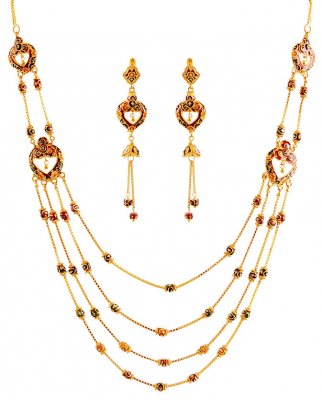 22K Gold Layered Necklace ( 22 Kt Gold Sets )