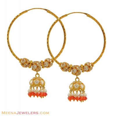 22k Chandelier Hoop Earrings ( Hoop Earrings )