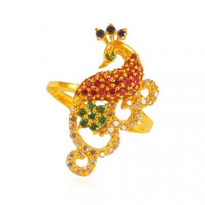 22K Gold Peacock Ring   ( Ladies Signity Rings )