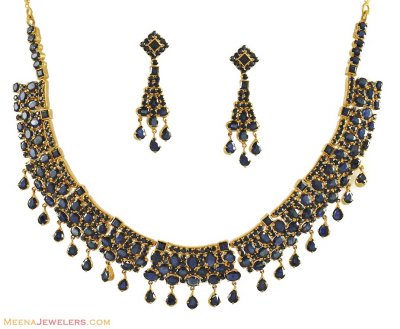 Exclusive Sapphire Necklace Set (22 karat) ( Sapphire Necklace Sets )
