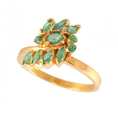 Gold Ring with Emerald ( Ladies Rings with Precious Stones )