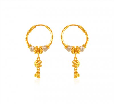22Kt Gold Fancy Hoop Earrings ( Hoop Earrings )
