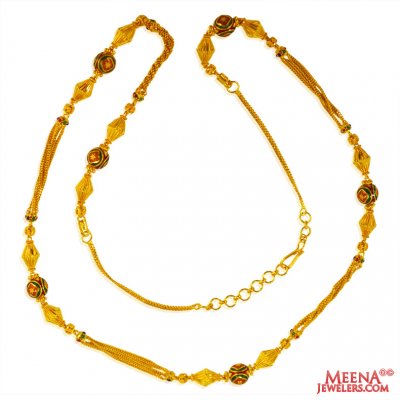 22 Kt Gold Long Meenakari Chain ( 22Kt Long Chains (Ladies) )